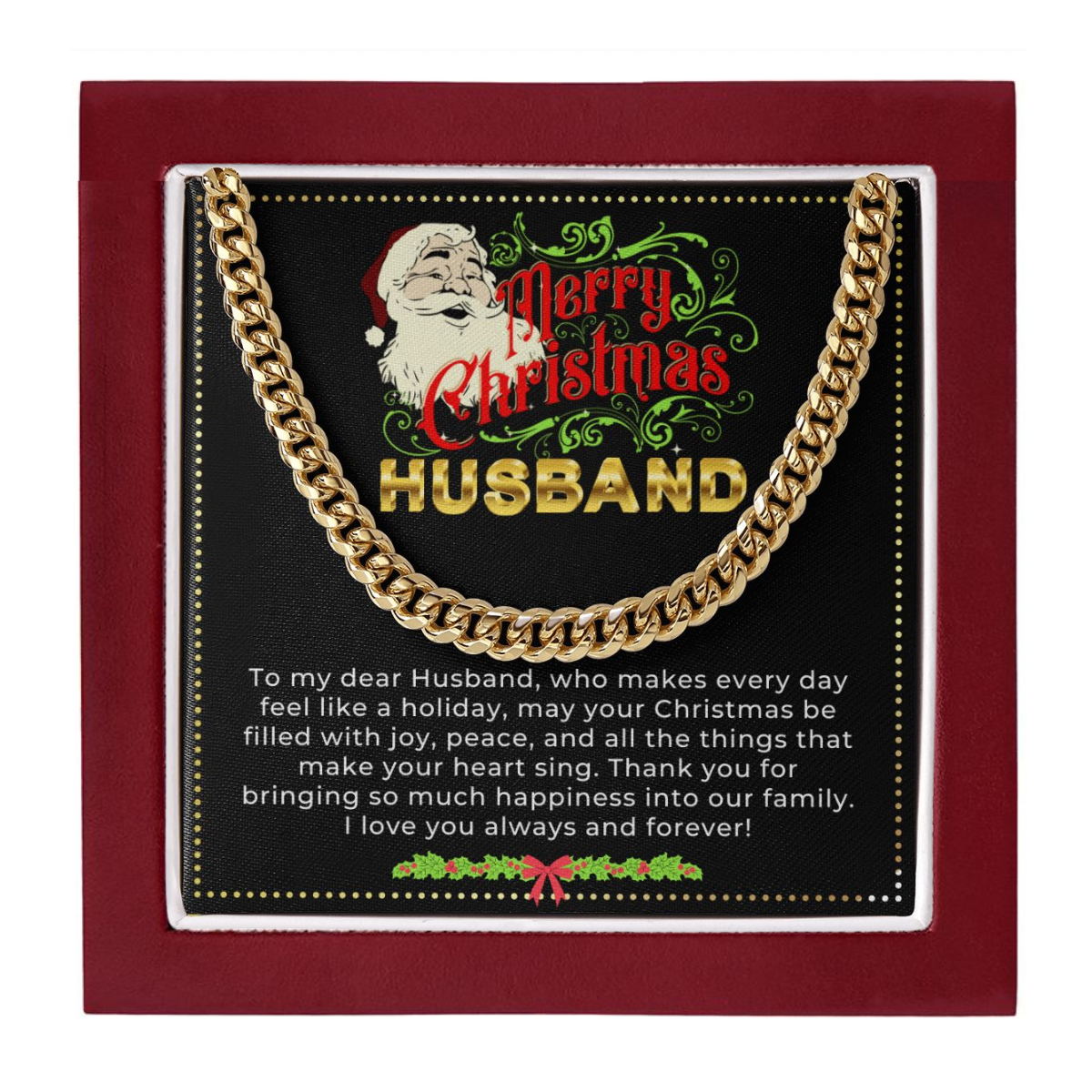 JGF Jewelry Gifts for Family | To My Husband Cuban Link Chain Necklace Christmas Gifts | Gift To Show My Husband I Love Him