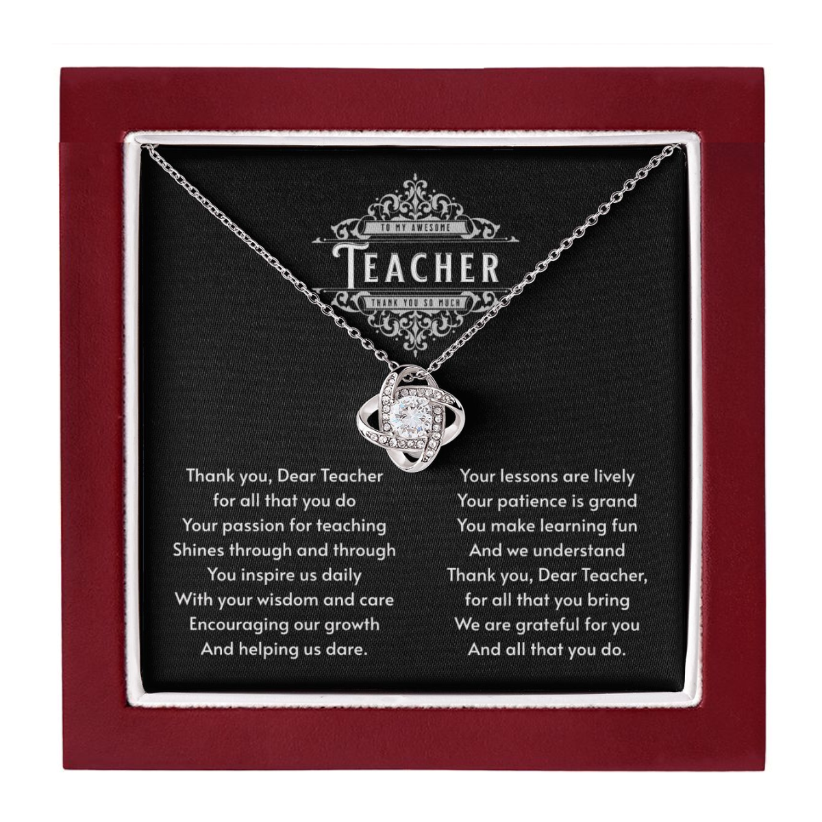 JGF Jewelry Gifts for Family Sterling Silver Pendant Necklace Gift Box Basket Items Ideas for Teachers as Appreciation