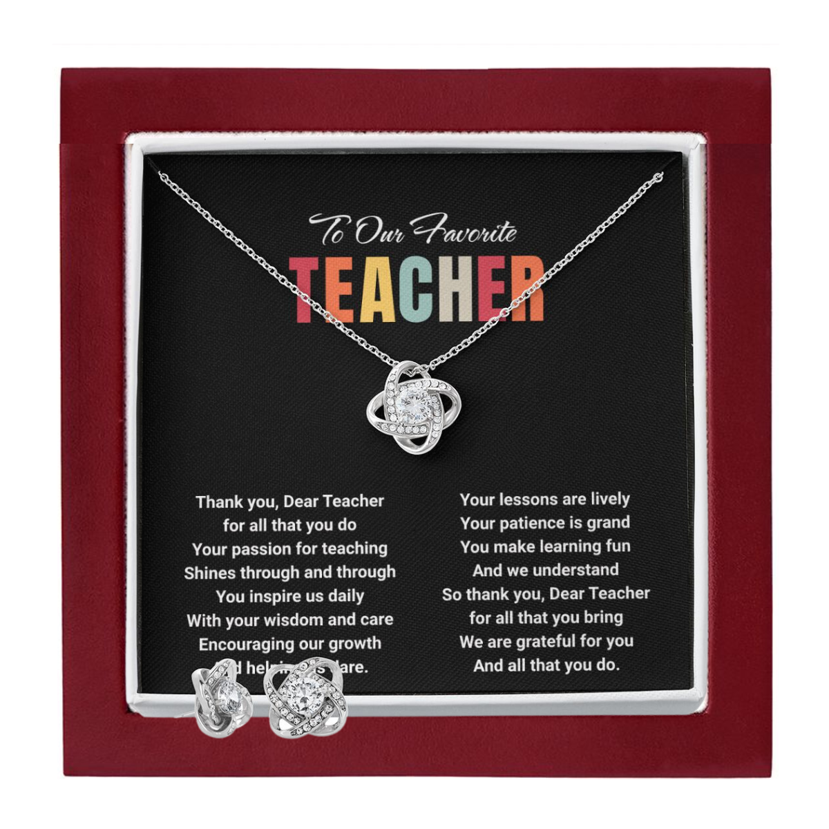 JGF Jewelry Gifts for Family: Retirement Necklace and Earrings Set Gifts for Female Mentor Teachers Leaving for New Job