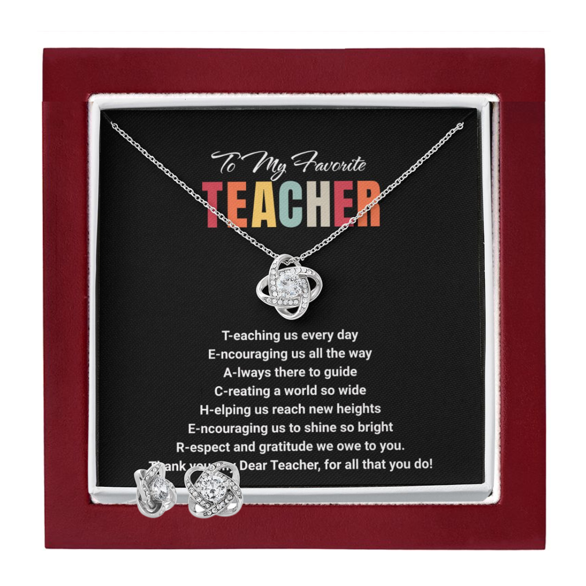 JGF Jewelry Gifts for Family Stainless Steel Cubic Zirconia Stud Earrings and Necklace Gift Ideas for Teachers