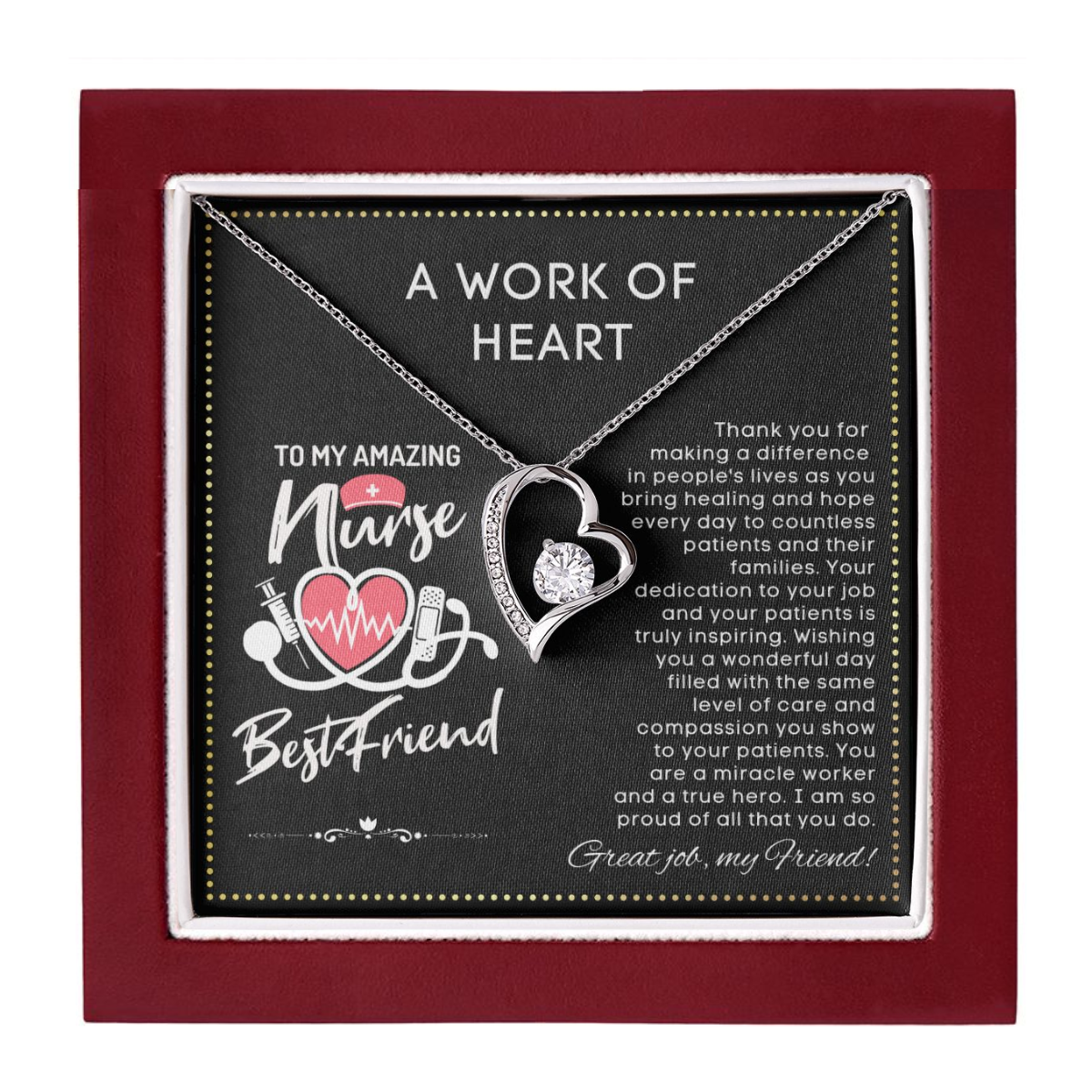 JGF Jewelry Gifts for Family | Nurse Practitioner Graduation Necklace Gift | My Favorite Nurse Calls Me Best Friend