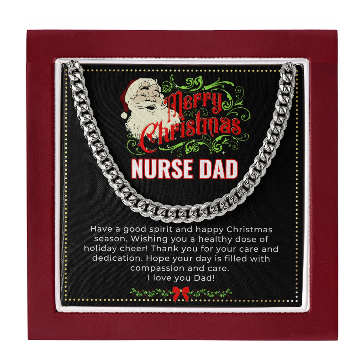 JGF Jewelry Gifts for Family | Relax My Dad Is A Nurse | Sterling Silver Necklace Pendant Charm Christmas Gifts For Men