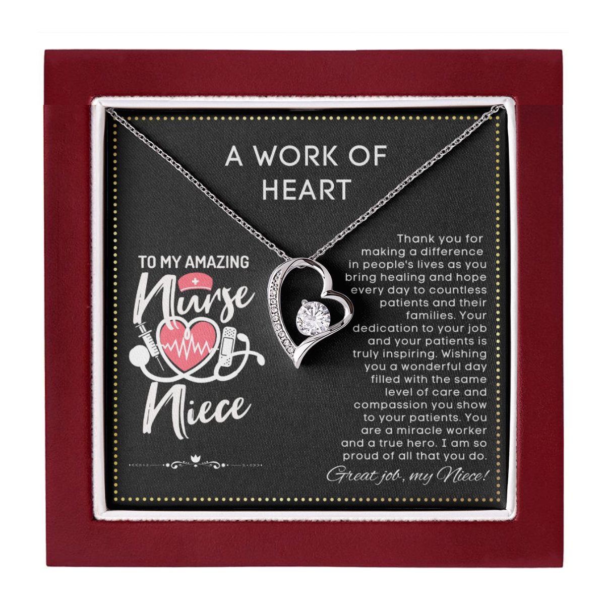JGF Jewelry Gifts for Family | My Favorite Nurse Calls Me Niece | Nurse Practitioner Graduation Necklace Gift