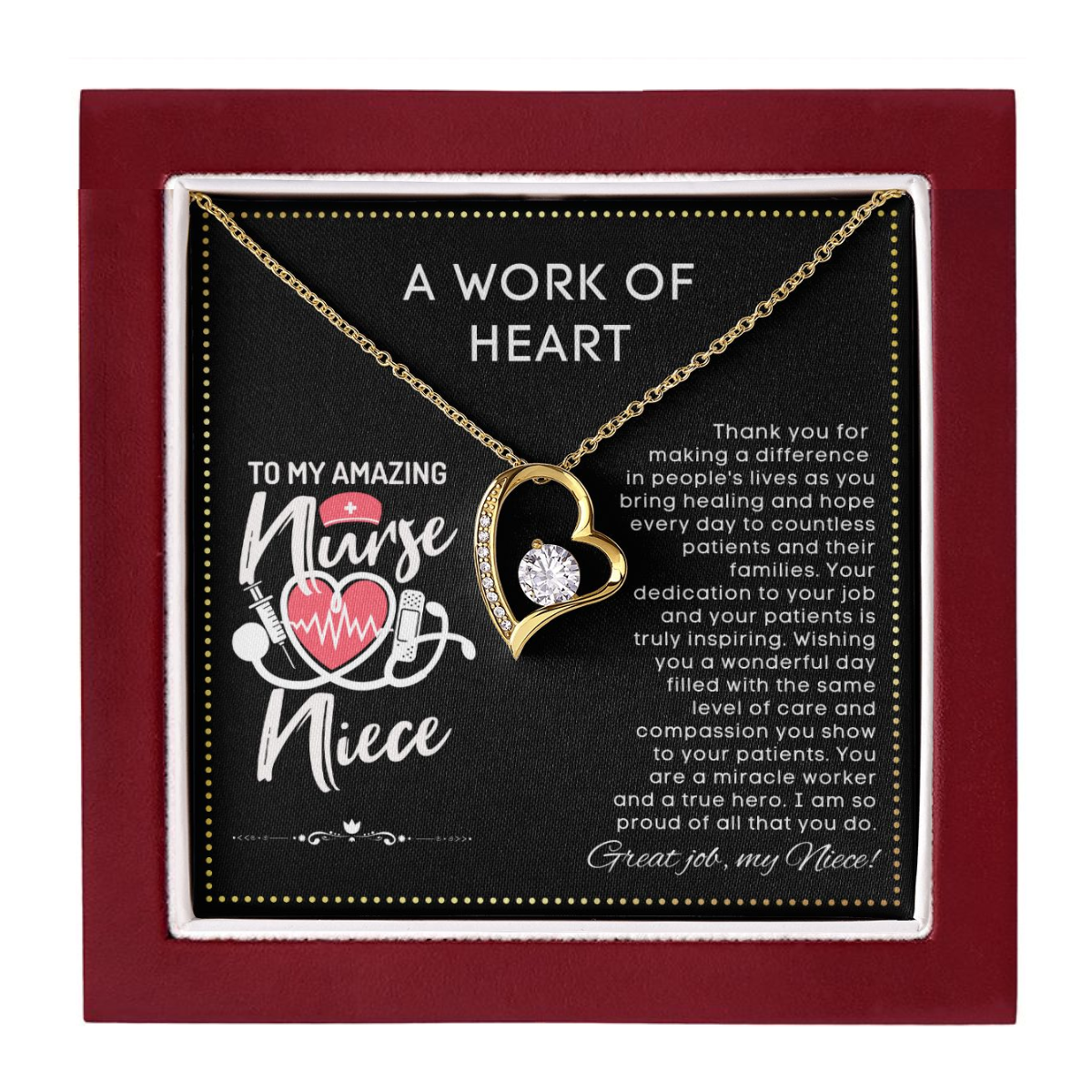 JGF Jewelry Gifts for Family | My Favorite Nurse Calls Me Niece | Nurse Practitioner Graduation Necklace Gift