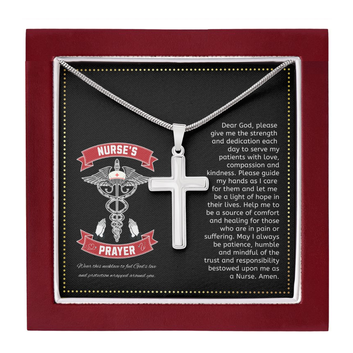 JGF Jewelry Gifts for Family | Nurse Prayer Jewelry Gifts  Stethoscope | Cross Necklace Sterling Silver For Women