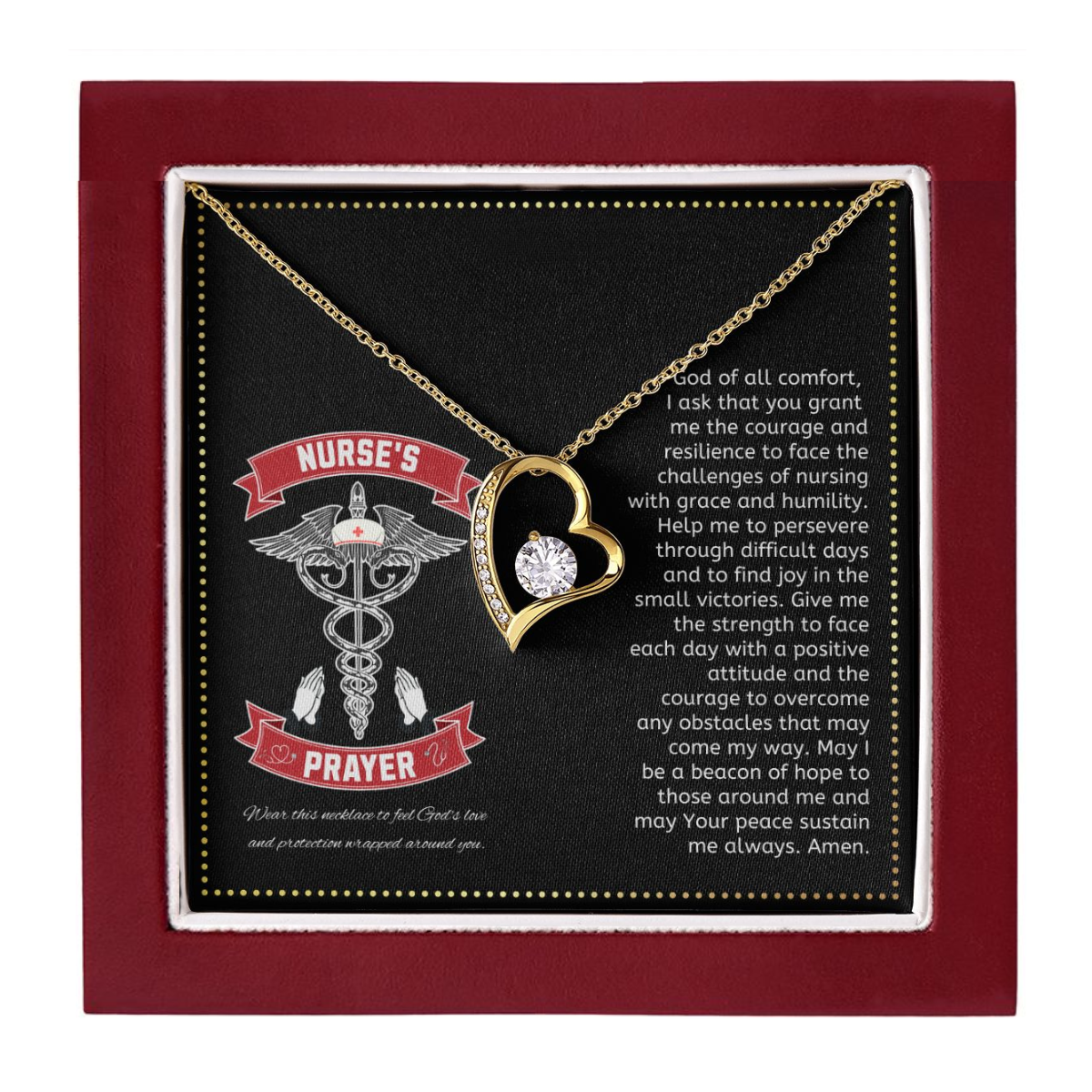 JGF Jewelry Gifts for Family | Nurses Prayer Necklace Sterling Silver | Nurse Practitioner Gifts for Women Heart Necklace