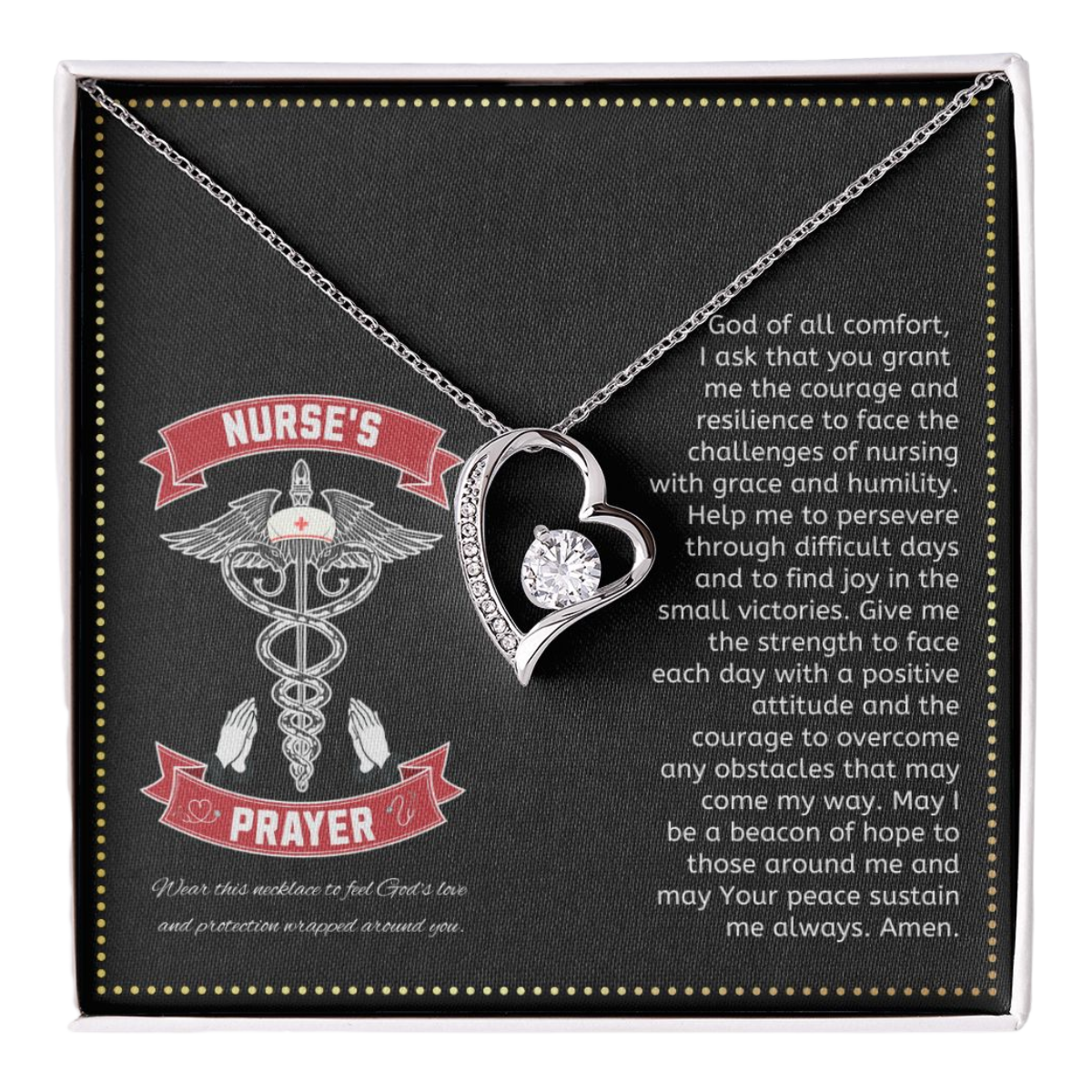 JGF Jewelry Gifts for Family | Nurses Prayer Necklace Sterling Silver | Nurse Practitioner Gifts for Women Heart Necklace