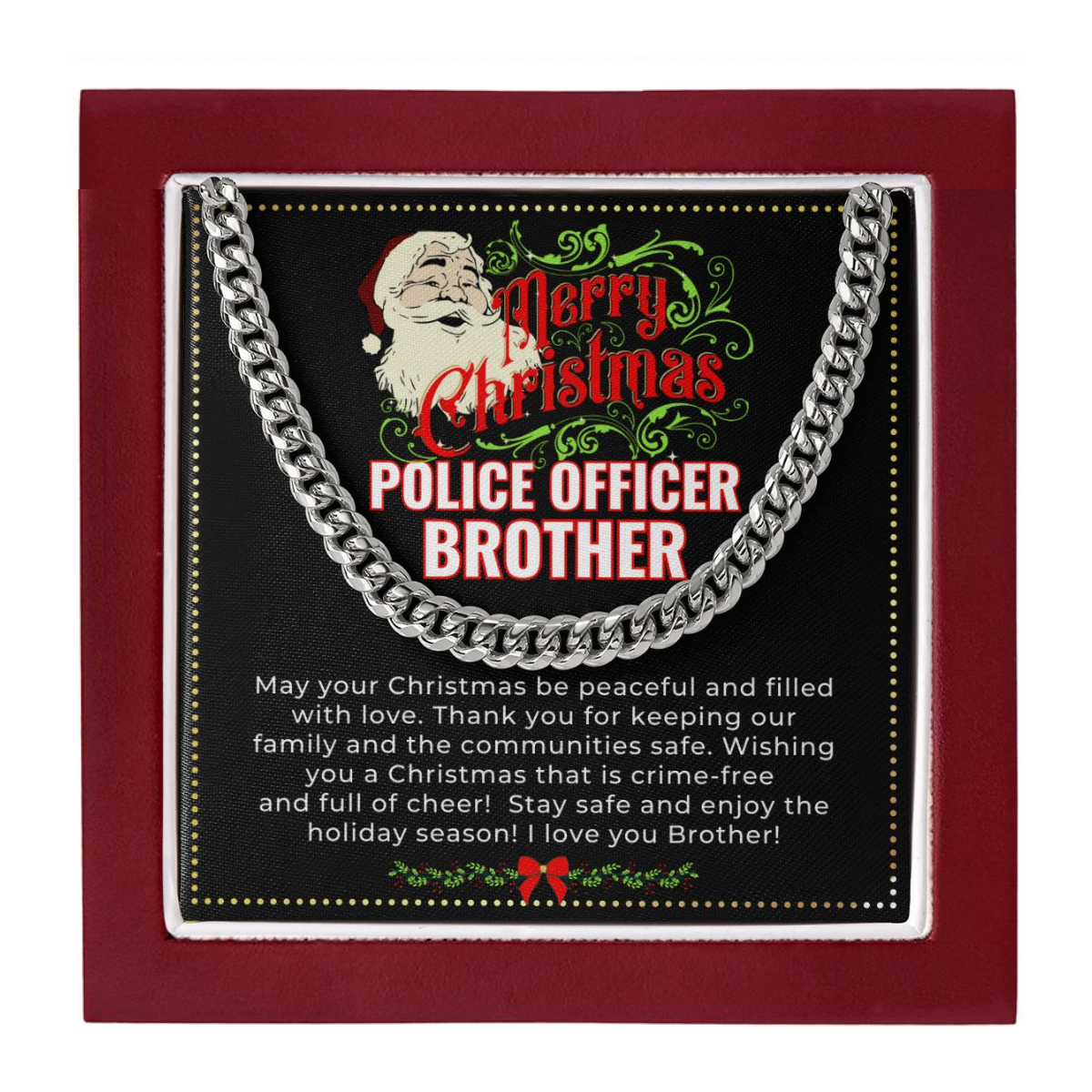 JGF Jewelry Gifts for Family | My Big Brother Is A Police Officer Necklace Christmas Gifts For Men