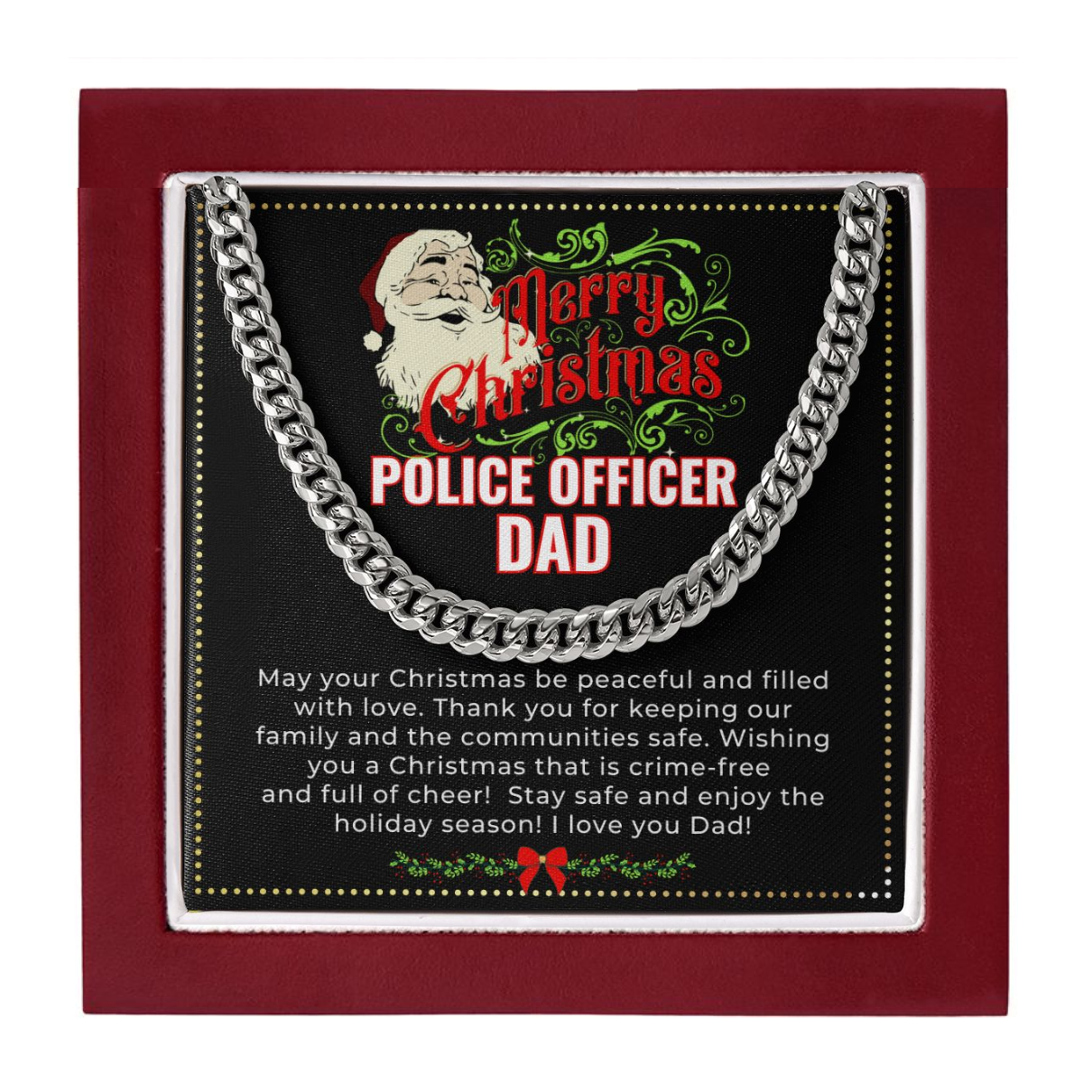 JGF Jewelry Gifts for Family | Police Officer Dad Gifts From Daughter | Xmas Christmas Necklace Charm Gifts For Men
