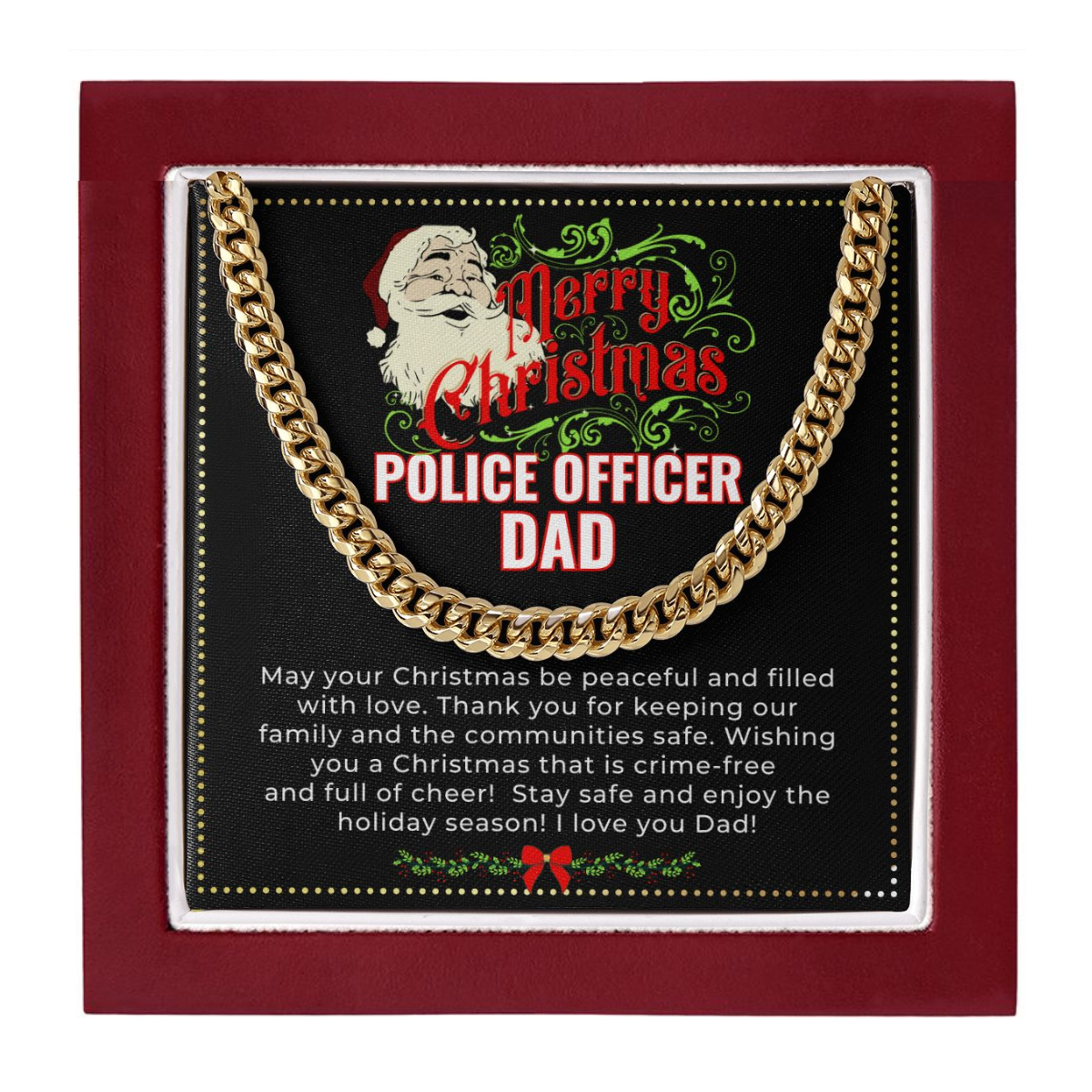 JGF Jewelry Gifts for Family | Police Officer Dad Gifts From Daughter | Xmas Christmas Necklace Charm Gifts For Men