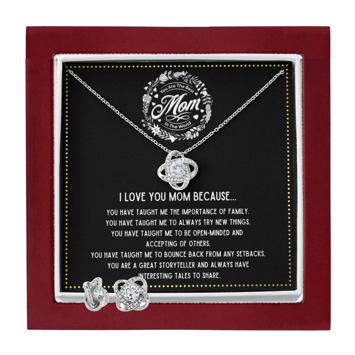 JGF Jewelry Gifts for Family - Dainty Necklace and Earrings Set or Women as Birthday Gifts for Mom