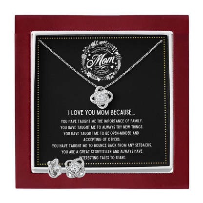 JGF Jewelry Gifts for Family - Dainty Necklace and Earrings Set or Women as Birthday Gifts for Mom