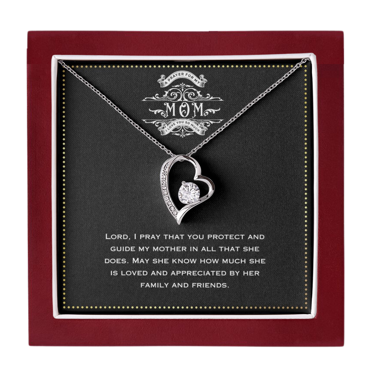 JGF Jewelry Gifts for Family - Heart Pendant Necklace with Crystal Zircon Jewelry Gifts for Aunt from Niece and Nephew