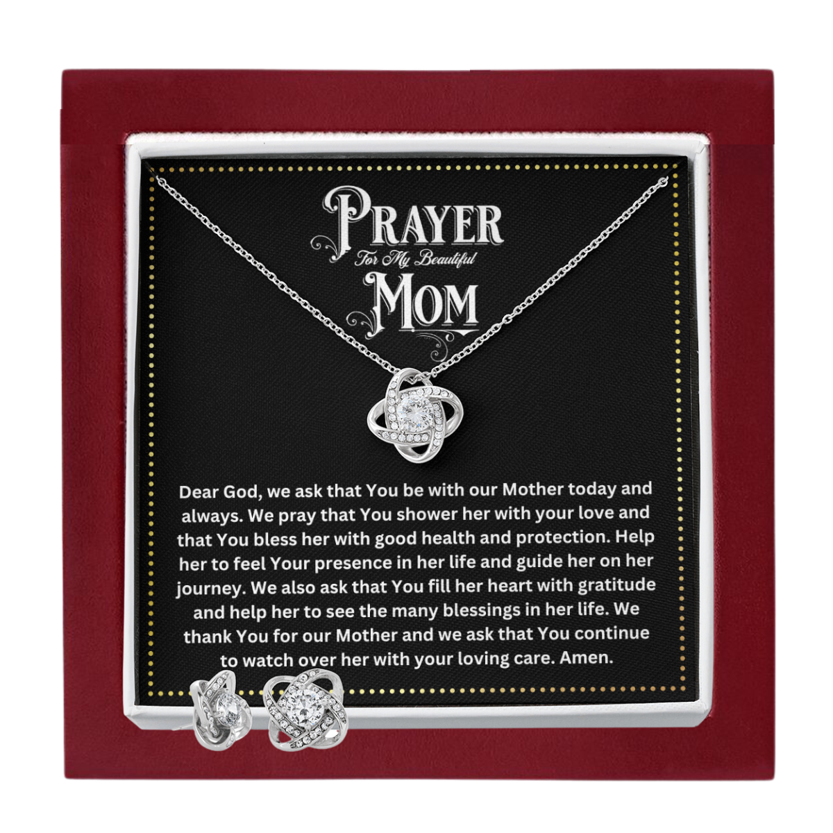 JGF Jewelry Gifts for Family | Elegant Silver Necklace Set for Women | Prayer for New Moms Gift Basket Item Ideas After Giving Birth