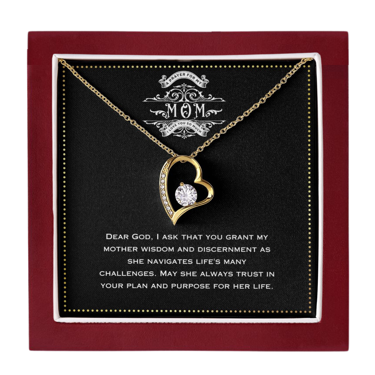 JGF Jewelry Gifts for Family - Mothers Birthday Gift I Love Mom Heart Pendant Necklace for Women with Message Card