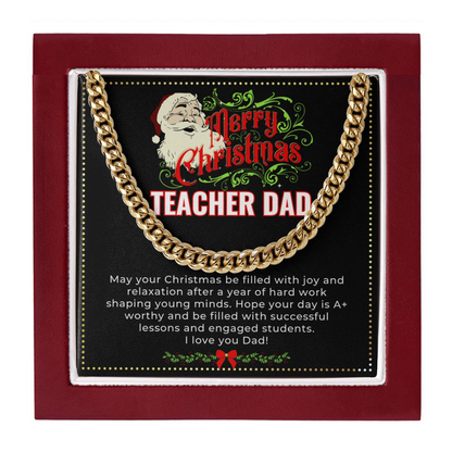 JGF Jewelry Gifts for Family | My Daddy Is A Teacher | Sterling Silver Necklace Charm Christmas Gifts For Dad