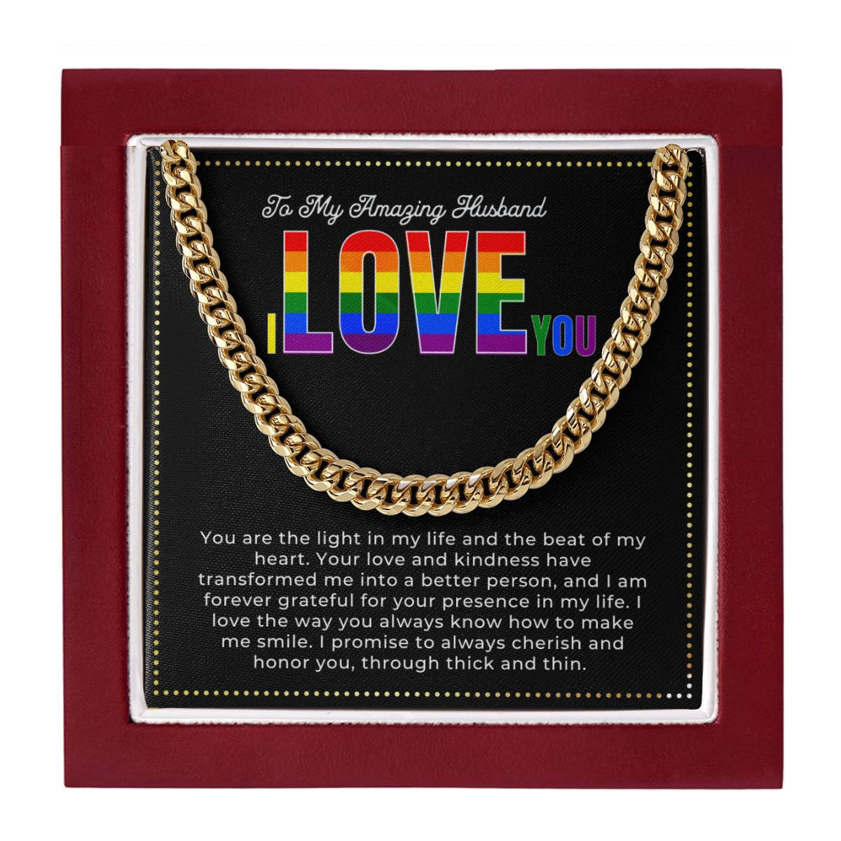 JGF Jewelry Gifts for Family | LGBTQ Wedding Anniversary Party Cuban Chain Necklace Gifts For Husband