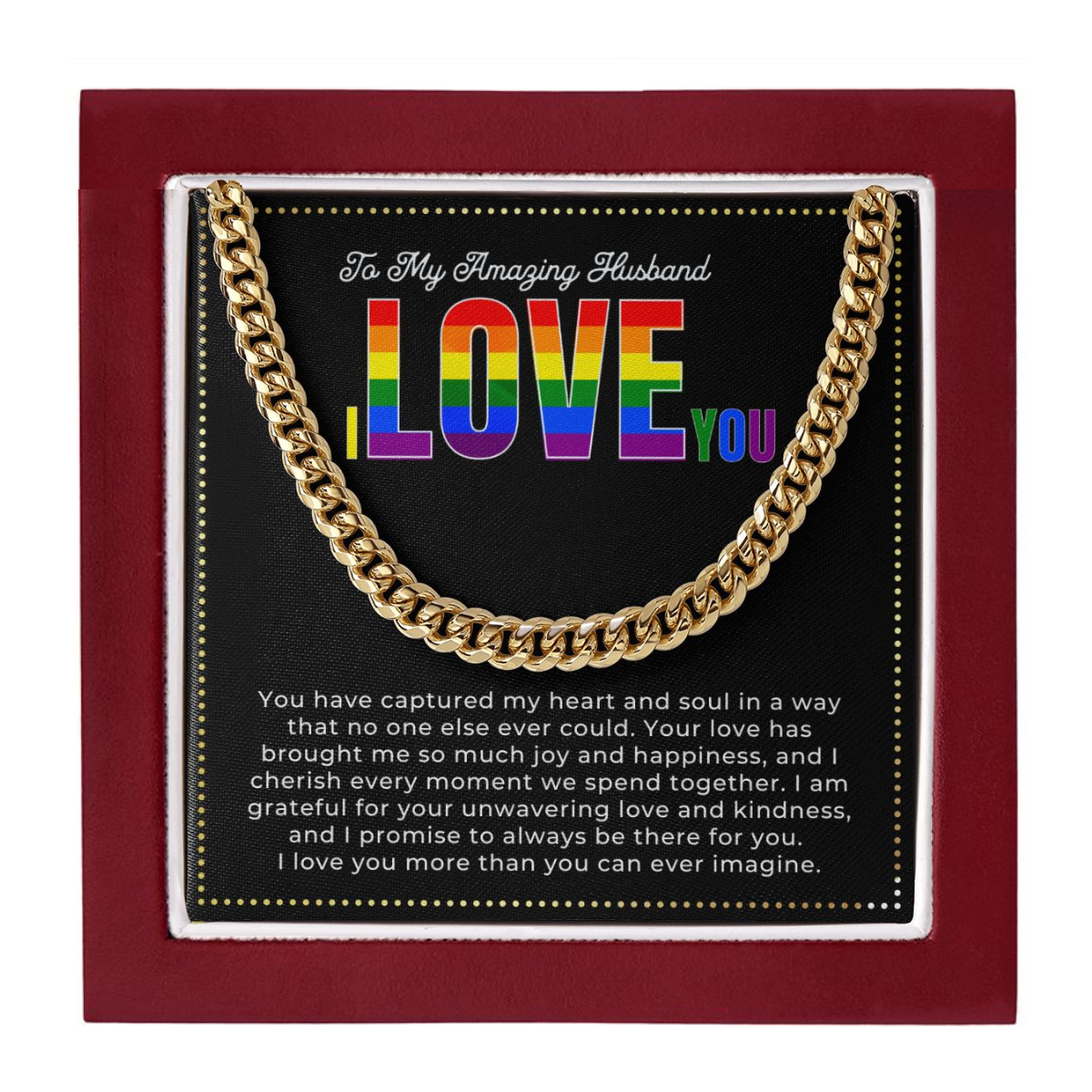 JGF Jewelry Gifts for Family | LGBT Stainless Steel Necklace Gift For Men Cuban Link Chain Lesbian Anniversary Necklace Gifts