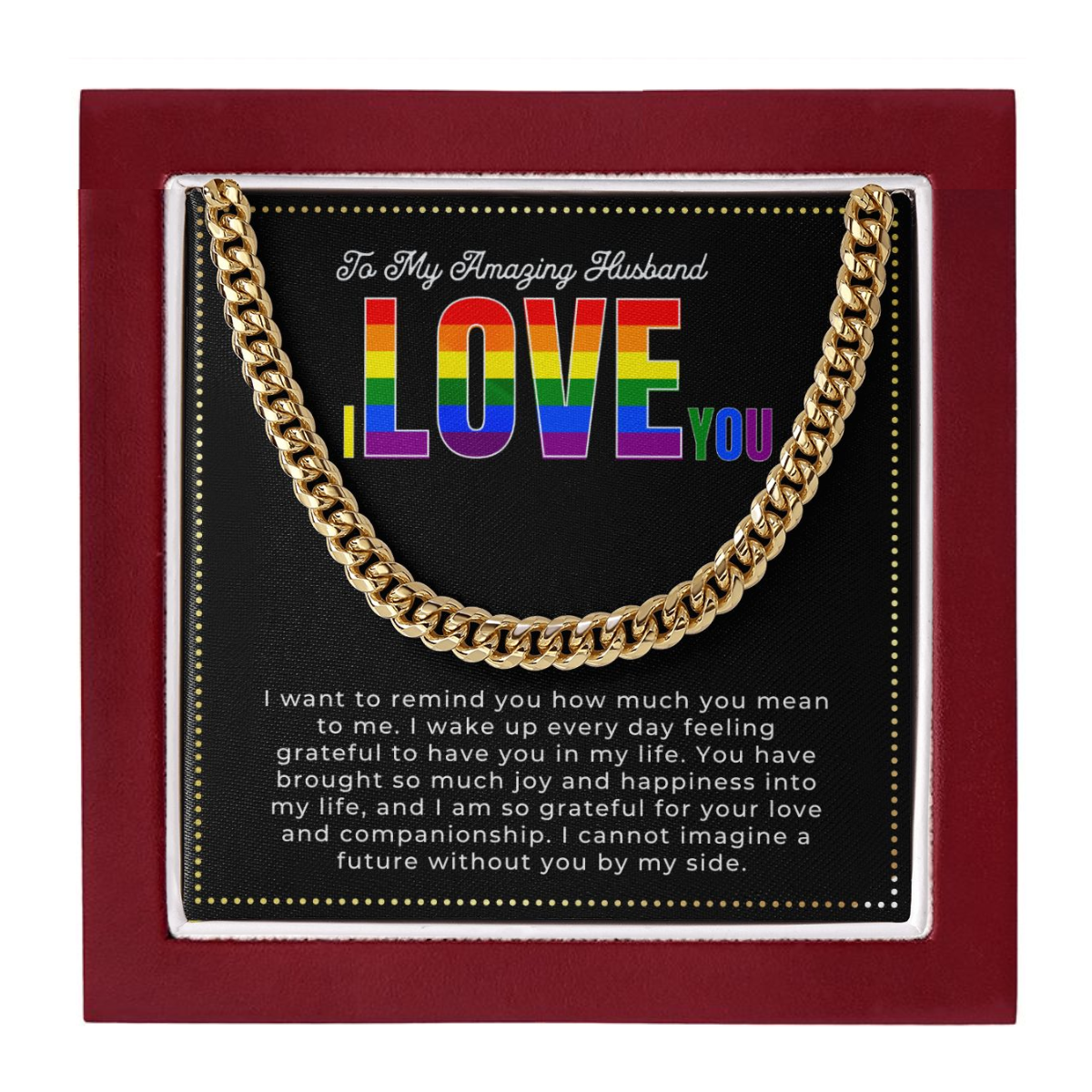 JGF Jewelry Gifts for Family | Sterling Silver Cuban Chain Necklace For LGBTQ Anniversary Cuban Chain Gifts For My Husband