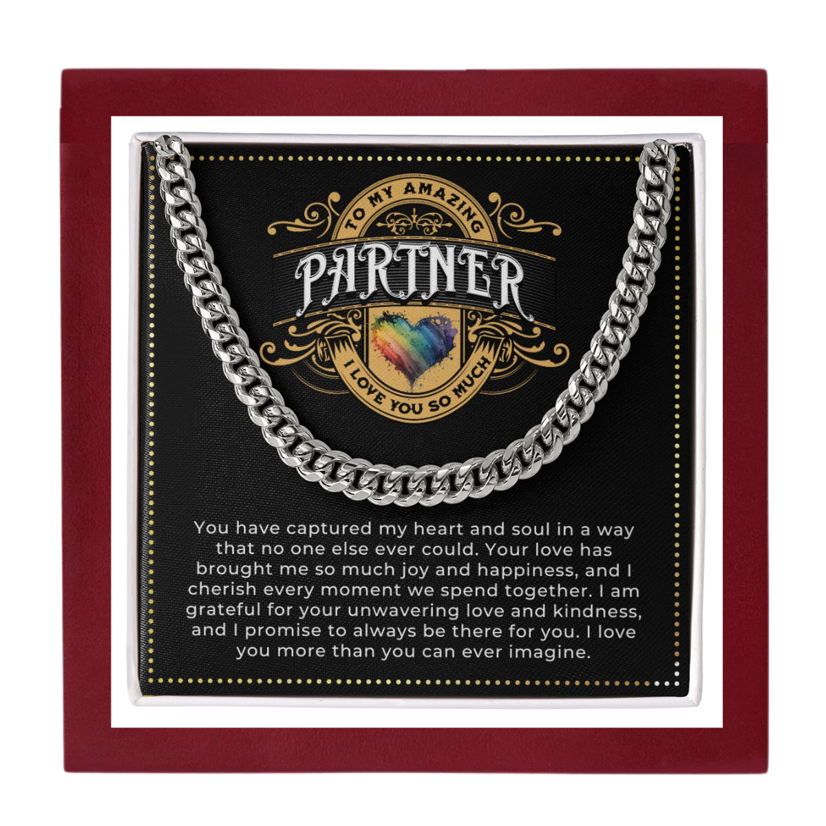 JGF Jewelry Gifts for Family | Mens Sterling Silver Cuban Chain Necklace | Birthday Gifts For Partner | Lgbt Necklace For Men