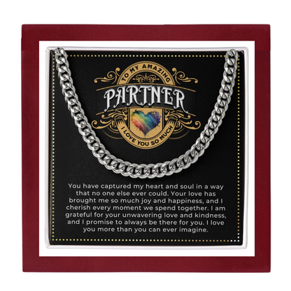 JGF Jewelry Gifts for Family | Mens Sterling Silver Cuban Chain Necklace | Birthday Gifts For Partner | Lgbt Necklace For Men