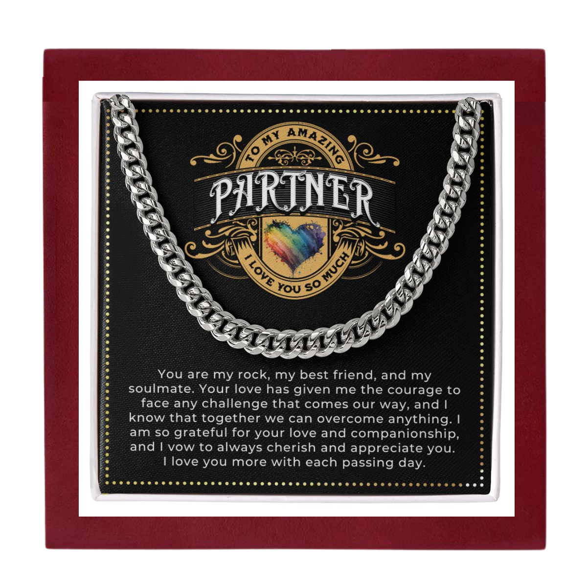 JGF Jewelry Gifts for Family | Stainless Steel Cuban Link Necklace For Men | Gift For My Partner For Anniversary |Necklace For Gay Men