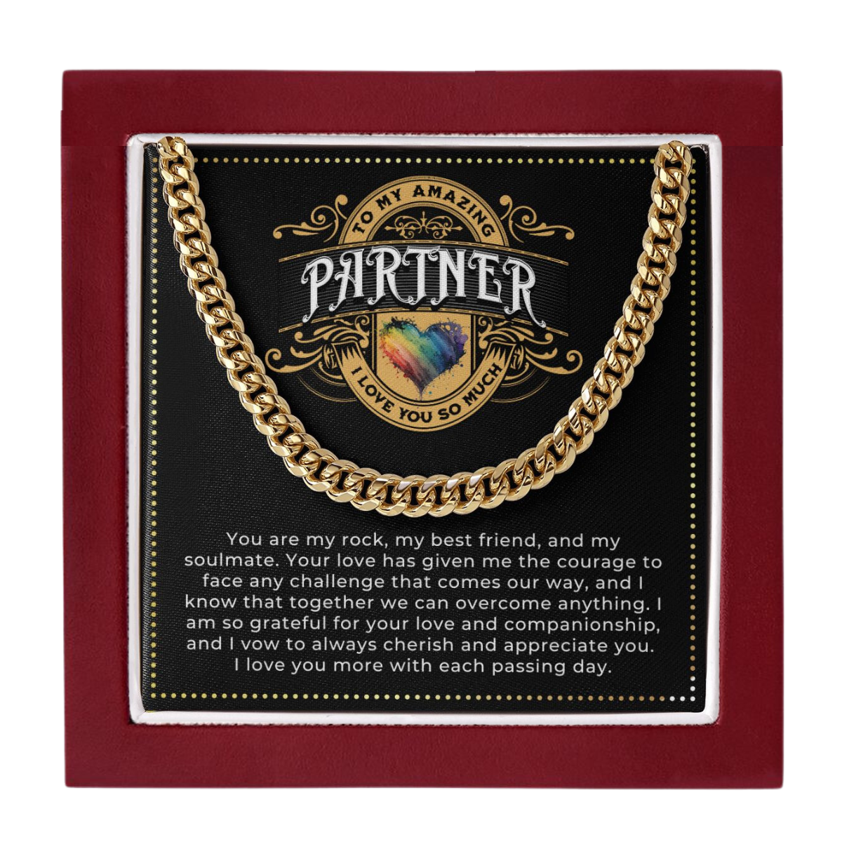 JGF Jewelry Gifts for Family | Stainless Steel Cuban Link Necklace For Men | Gift For My Partner For Anniversary |Necklace For Gay Men