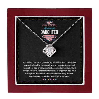 JGF Jewelry Gifts for Family |I Love You Sterling Silver Cubic Zirconia Celtic Love Knot Necklace for Daughter from Mom