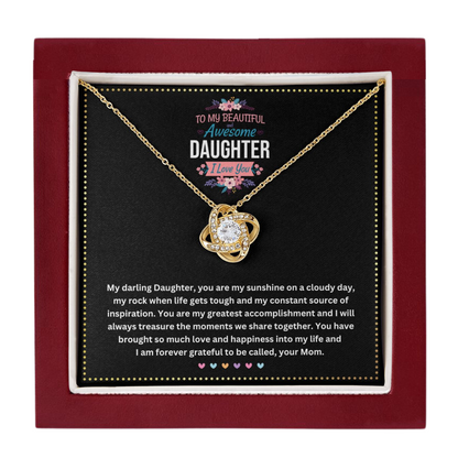 JGF Jewelry Gifts for Family |I Love You Sterling Silver Cubic Zirconia Celtic Love Knot Necklace for Daughter from Mom