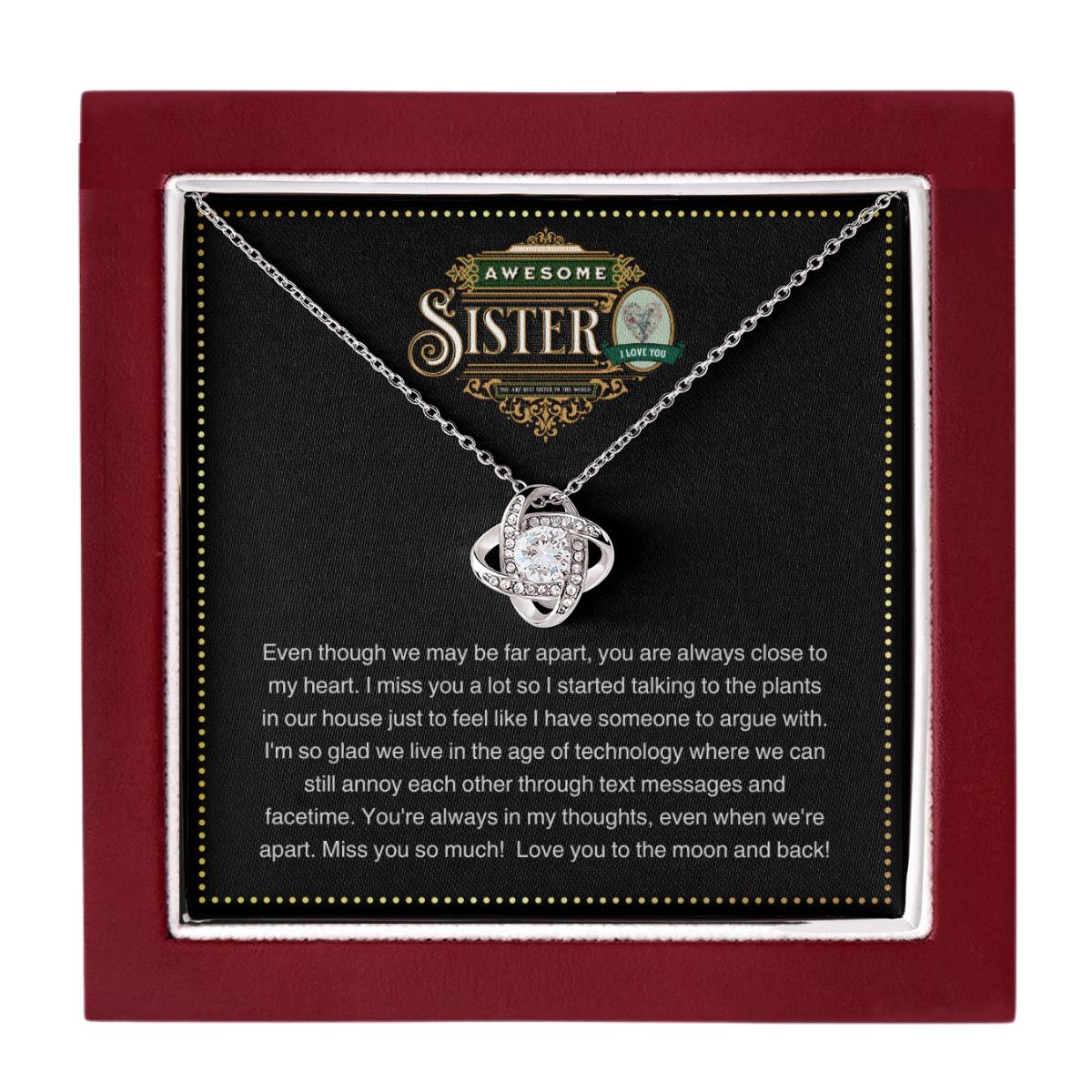 JGF Jewelry Gifts for Family | Celtic Love Knot Choker for Women | Sterling Silver Necklace Gifts for Younger Long Distance Sister