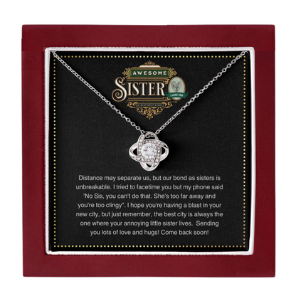 JGF Jewelry Gifts for Family | New Mom Gift Basket Item Ideas | Sterling Silver I love You Sister Celtic Love Knot Necklace Gifts from Sister