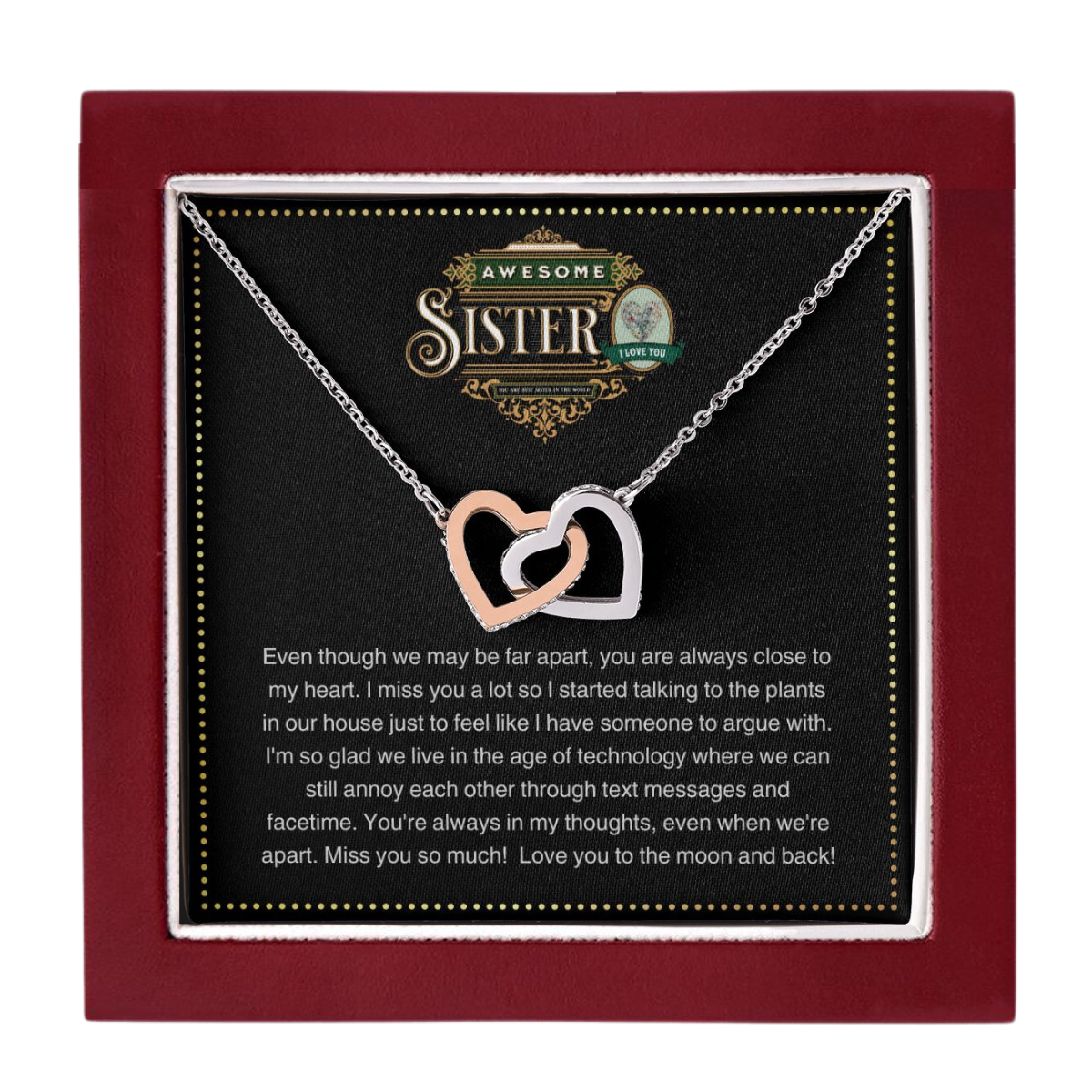 JGF Jewelry Gifts for Family | Send A Happy Birthday Gifts To Adult Sister | Sterling Silver Interlocking Hearts Charm Necklace for Women
