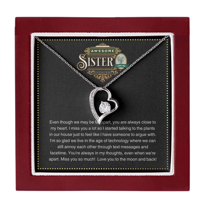 JGF Jewelry Gifts for Family | Sterling Silver Heart Shape Necklace Gifts for Long Distance Sister | Heart Necklace for Women