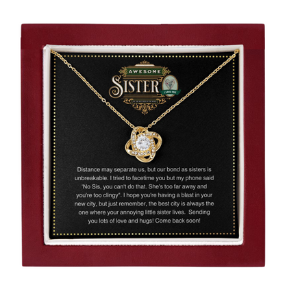 JGF Jewelry Gifts for Family | New Mom Gift Basket Item Ideas | Sterling Silver I love You Sister Celtic Love Knot Necklace Gifts from Sister