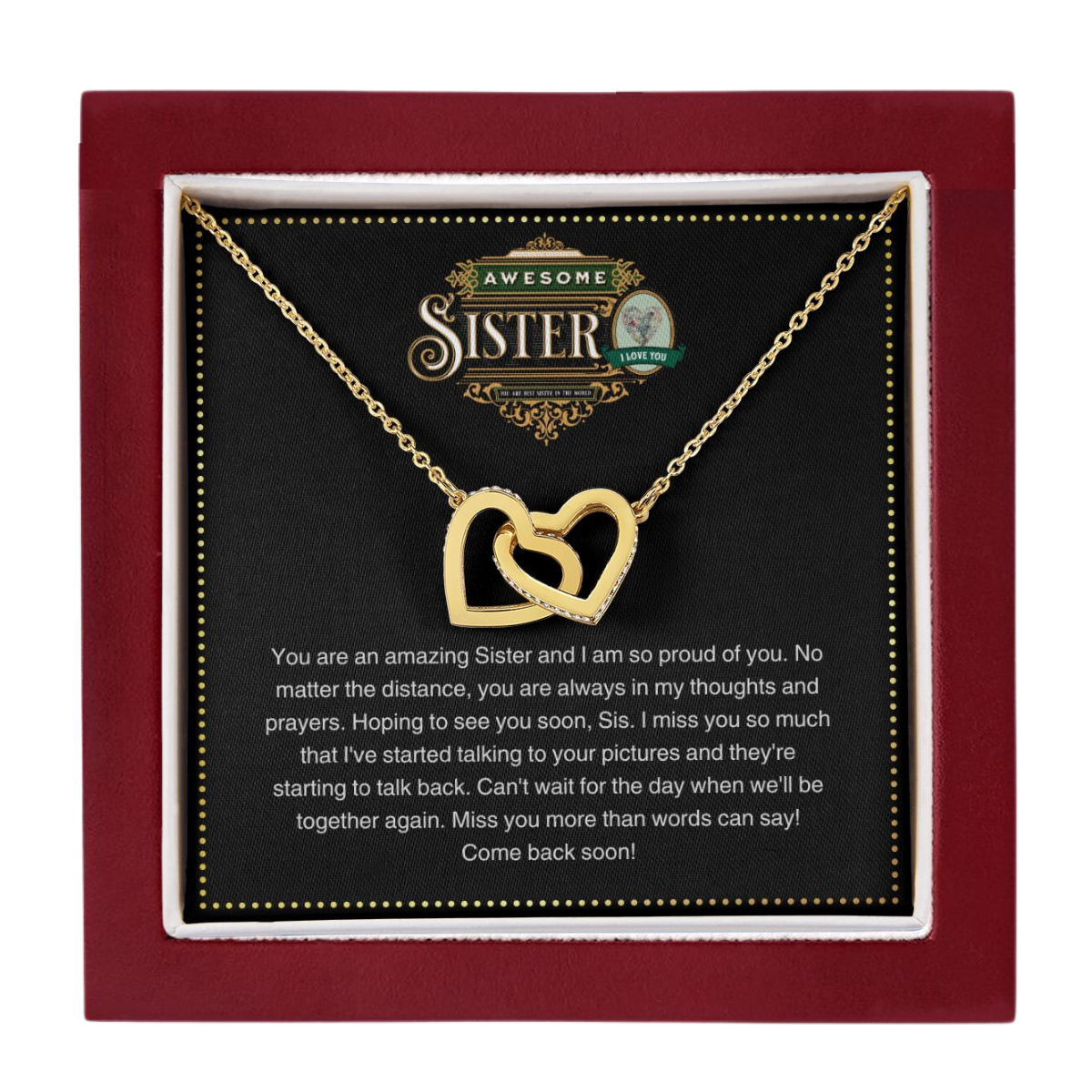 JGF Jewelry Gifts for Family | Sister Moving Away From Home New Job Beginnings | Two Tone Heart Necklace for Women