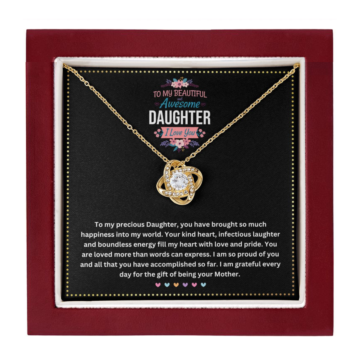 JGF Jewelry Gifts for Family | Graduation Gift for Daughter from Mom | Celtic Love Knot Pendant Necklace for Teen Girls