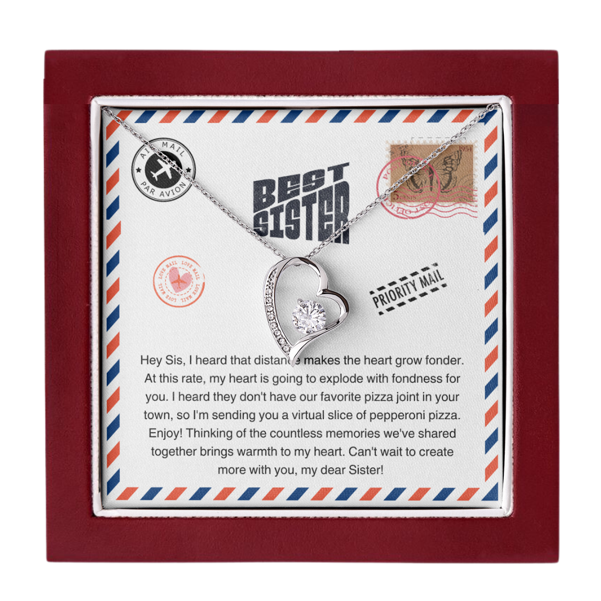 JGF Jewelry Gifts for Family | Best Sister Ever Moving Away From Home New Job Beginnings Gift | Trendy Heart Pendant Necklace Jewelry