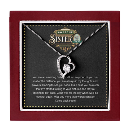 JGF Jewelry Gifts for Family | Elegant Sterling Silver CZ Pave Open Heart Charm Pendant Necklace Gift for Older Sister | Cubic Zirconia Sterling Silver