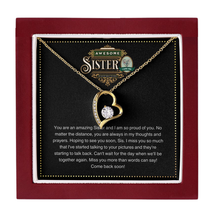 JGF Jewelry Gifts for Family | Elegant Sterling Silver CZ Pave Open Heart Charm Pendant Necklace Gift for Older Sister | Cubic Zirconia Sterling Silver