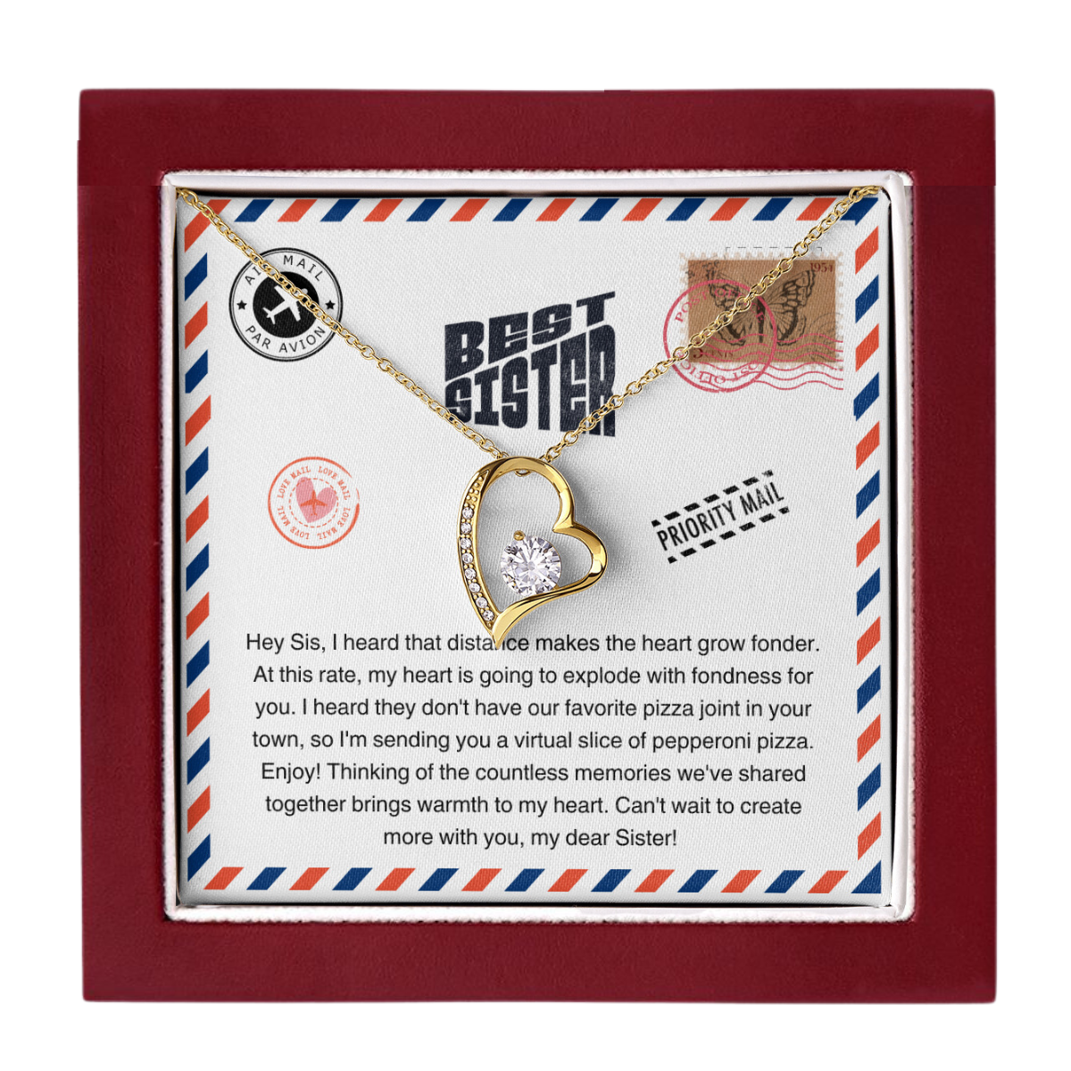 JGF Jewelry Gifts for Family | Best Sister Ever Moving Away From Home New Job Beginnings Gift | Trendy Heart Pendant Necklace Jewelry