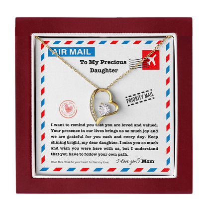 JGF Jewelry Gifts for Family | A Letter To My Daughter From Heaven Mom | Sterling Silver One Heart Choker Pendant Necklace