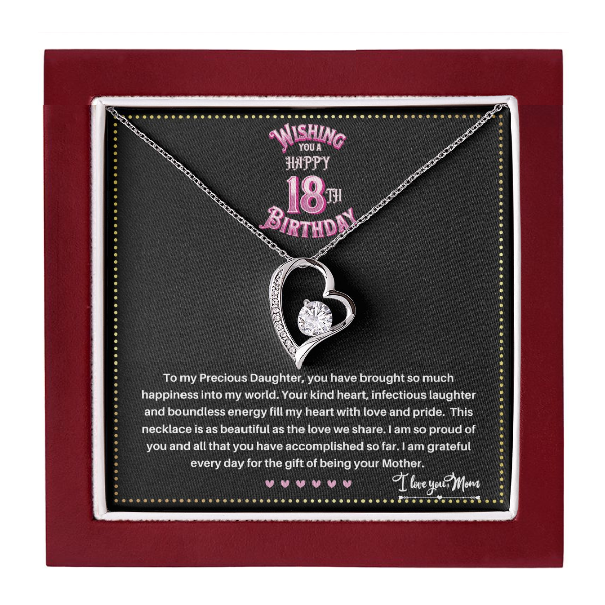 JGF Jewelry Gifts for Family | 18 Year Old Girl Birthday Gifts From Mom | Single Heart Pendant Necklace With Crystal Zircon