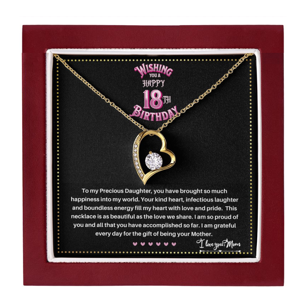JGF Jewelry Gifts for Family | 18 Year Old Girl Birthday Gifts From Mom | Single Heart Pendant Necklace With Crystal Zircon