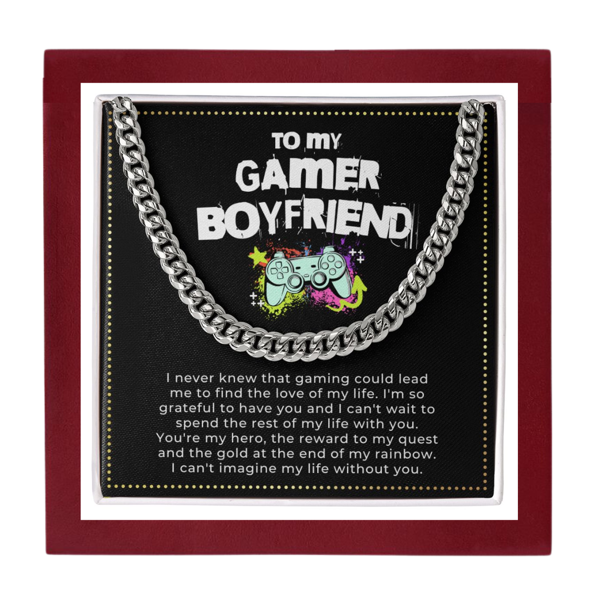 JGF Jewelry Gifts for Family | Cuban Chain Necklace For Men | One Month Gifts For Boyfriend Gamer