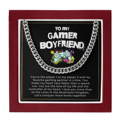 JGF Jewelry Gifts for Family | Stainless Steel Cuban Link Necklace For Men | Birthday Gifts For Gamer Boyfriend