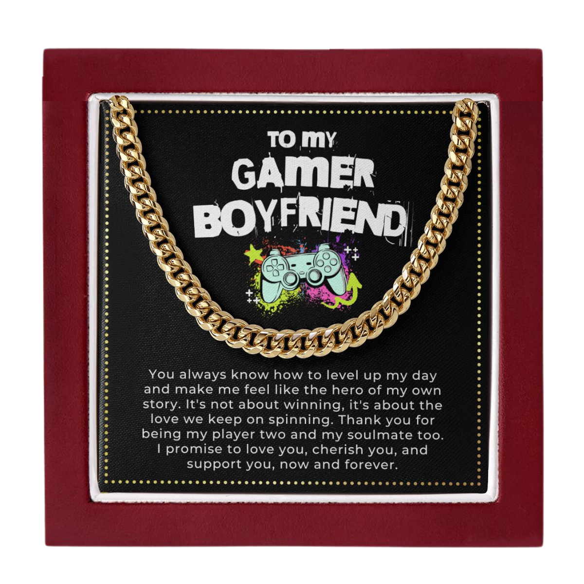 JGF Jewelry Gifts for Family | Cuban Link Chain For Men Sterling Silver | Birthday Gifts For Gamer Boyfriend Unique