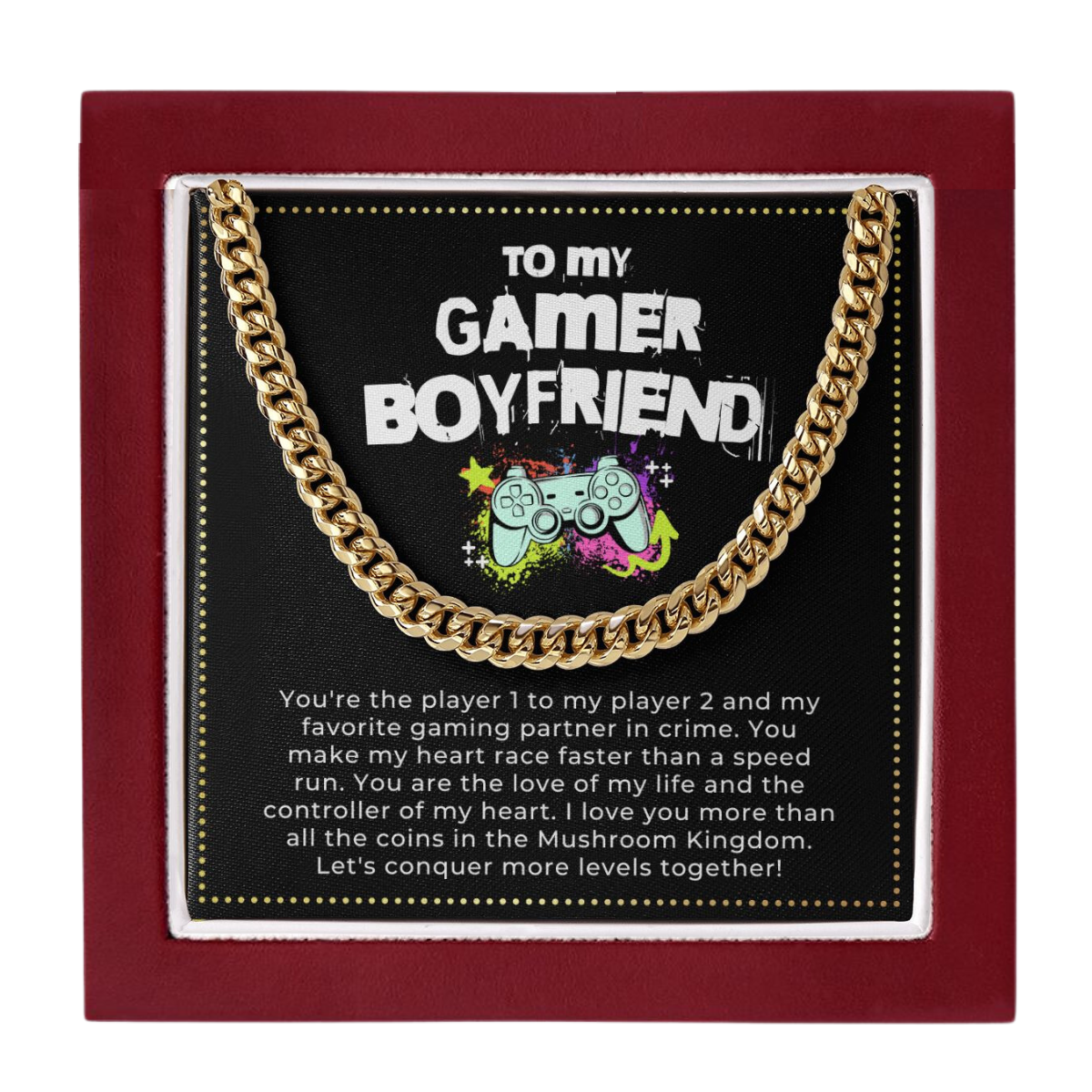 JGF Jewelry Gifts for Family | Stainless Steel Cuban Link Necklace For Men | Birthday Gifts For Gamer Boyfriend