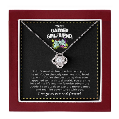 JGF Jewelry Gifts for Family | Love Knot Heart Pendant Necklace For Gamer Girlfriend| Happy Birthday Message Card