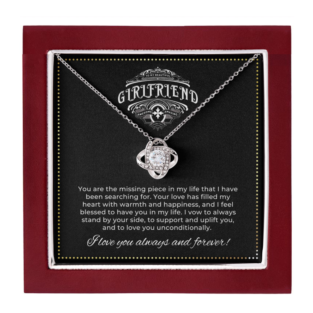 JGF Jewelry Gifts for Family | To My Beautiful Girlfriend (2) LOVE KNOT 1418-BB