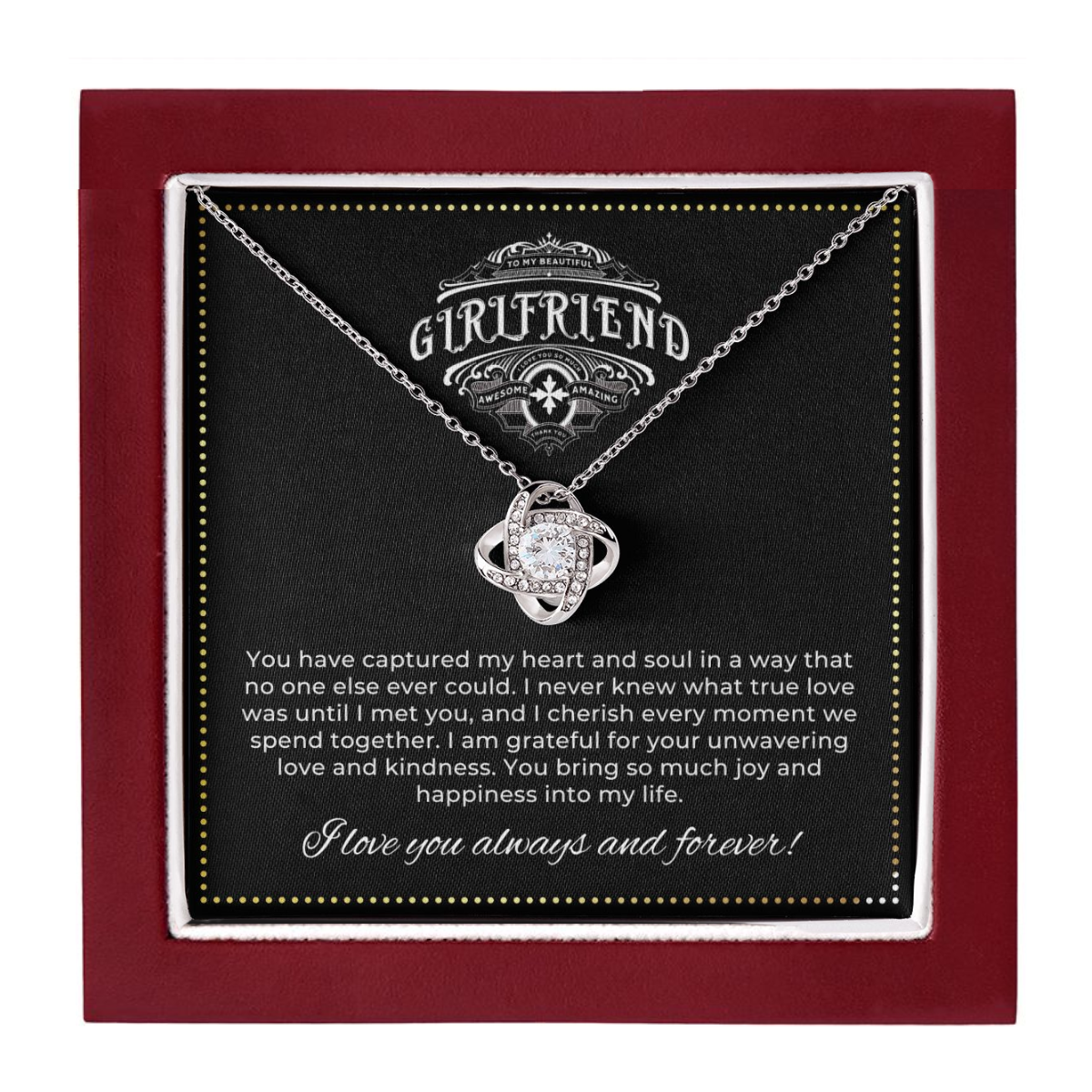 JGF Jewelry Gifts for Family | To My Beautiful Girlfriend (4) LOVE KNOT 1418-BB